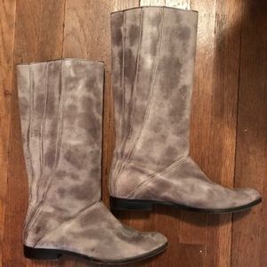Grey Leather Cindy Frye Boots Sz 9